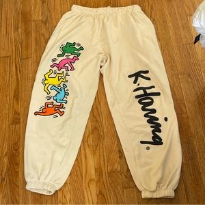 Keith Haring Dancing Men Sweatpants (urban outfitters) Size M